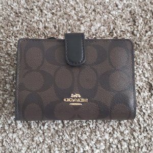 Coach Medium Corner Zip Wallet In Signature Canvas